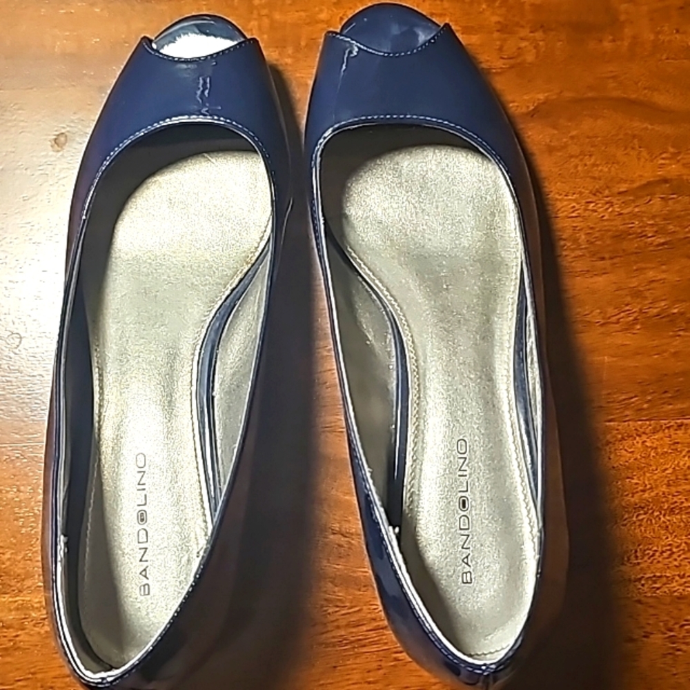 Navy Open Toe Flats